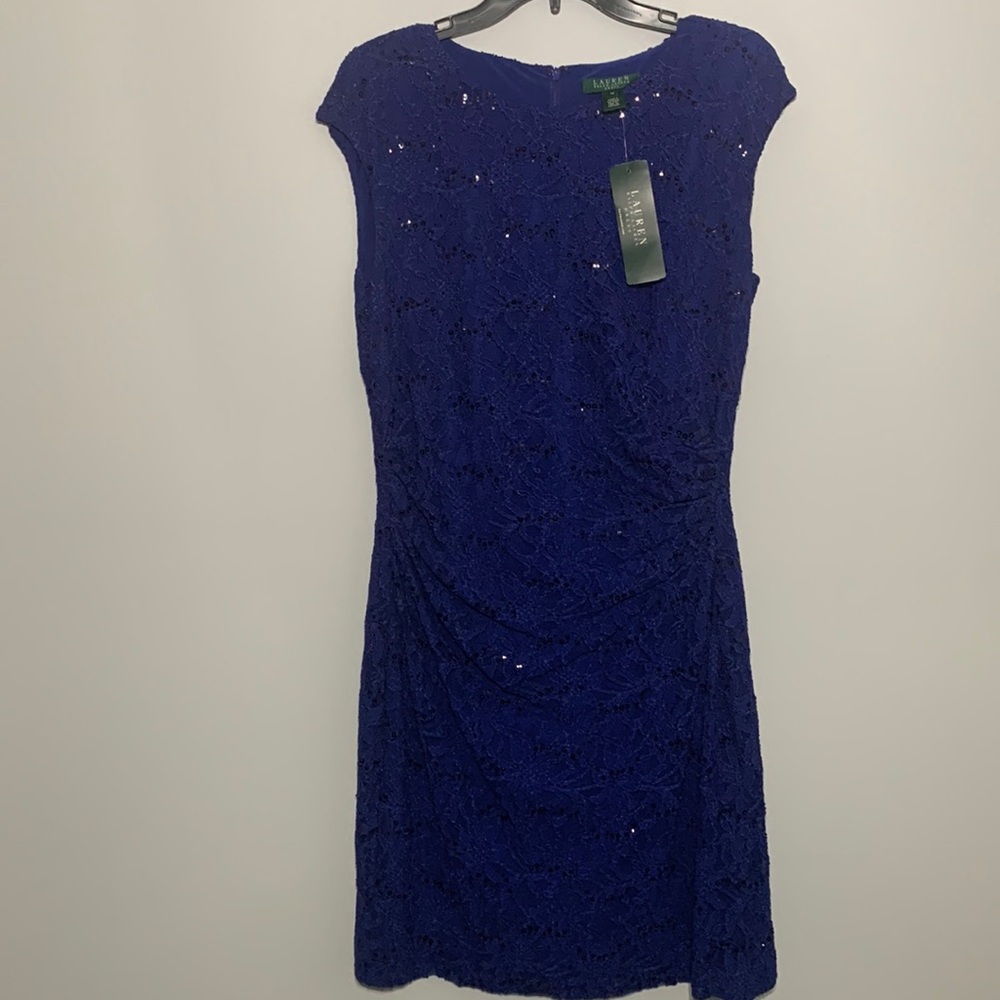 NWT Ralph Laure. Blue Lace Dress